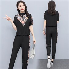 现货夏天休闲运动套装女夏季新款女装气质显瘦时髦小个子两件套，女装套装/套裙，琦鑫阁（原依鑫阁）