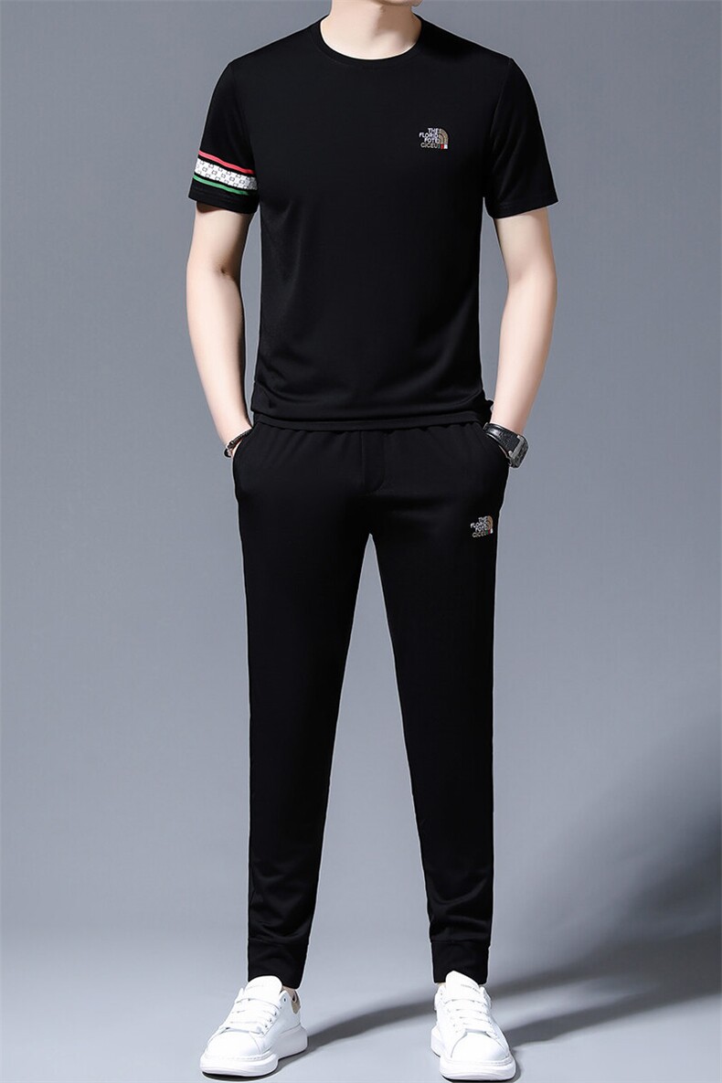 HP581夏季新款男士运动休闲套装二件套圆领刺绣男装速干百搭短袖,男装休闲套装,电商B360