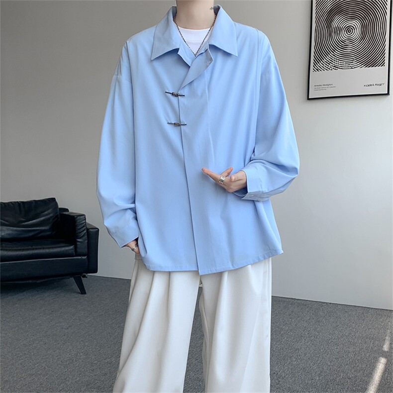 CS1153-特P40控78秋季新款垂感佳新中式衬衫宽松衬衣大码男,男装衬衫,电商A059