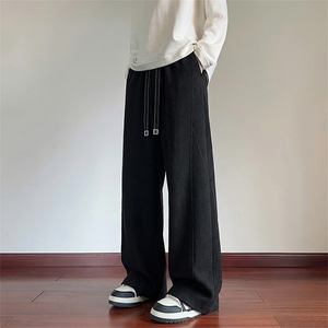 肌理感斜切休闲裤休闲解构垂感直筒裤卫裤男女 C62192-TP4079图片