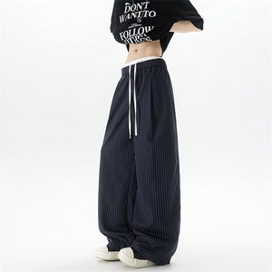 8XL-M假两件双腰山本裤条纹休闲西裤男夏宽松大码阔腿裤KZ052P60图片