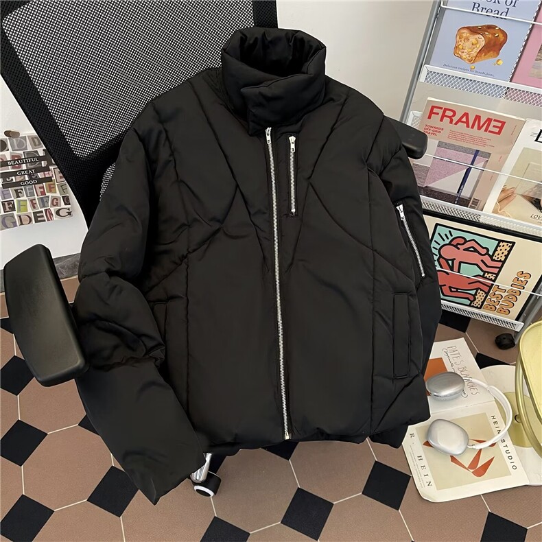 立领工装飞行员夹克衫男生春秋美式宽松拉链棉服棉衣外套5291 P88图片