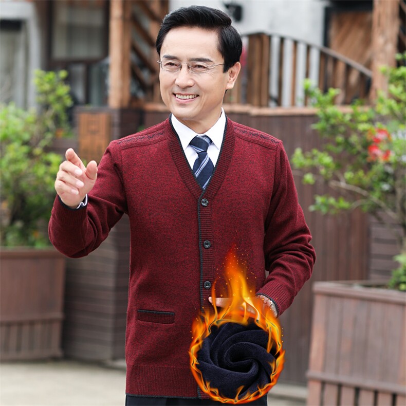 213/加绒加厚开衫男中老年毛衣老人保暖钮扣毛线衣冬装打底衫,男装针织衫/毛衣,星座1216（原钱塘722）