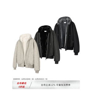 1506/QS61090/P116彷水貂毛大理石座山雕连帽铺棉外套夹克图片