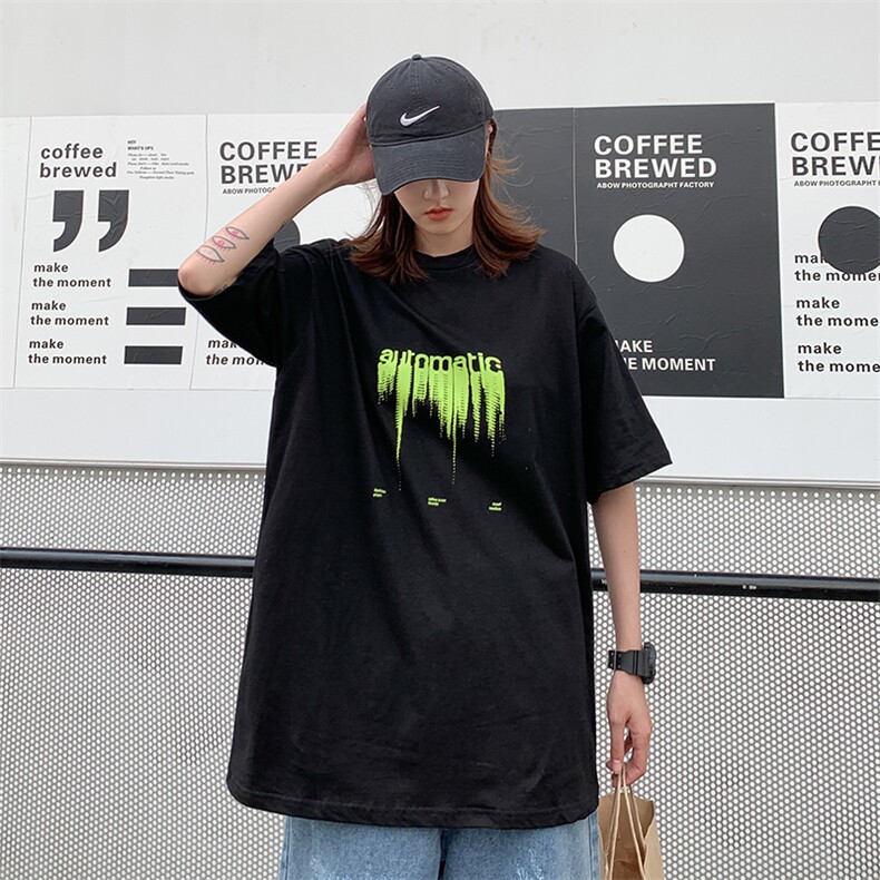 情侣装夏装2021新款韩版字母印花短袖T恤女宽松上衣潮D87P30女类,女装T恤,电商A335-1（原A458）