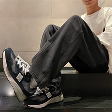 港风复古重工水洗做旧设计宽松牛仔裤男宽松直筒牛仔裤K05086-P43，男装牛仔裤，星座308B-2