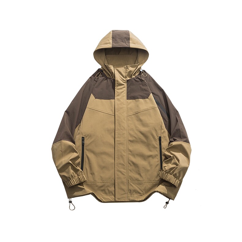 春款工装连帽夹克潮流拼色宽松百搭户外冲锋衣外套CYJK9231-P80,男装夹克,电商A128