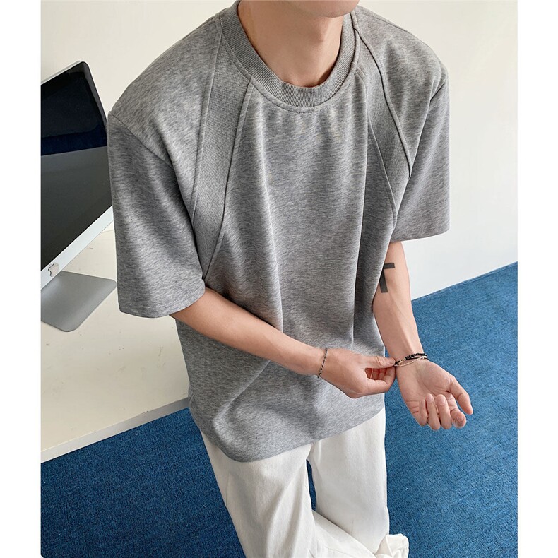 ！夏季新款美式短袖情侣半袖男拼接曼巴棉空气层T恤119-P25,男装T恤,电商C213(原B265)