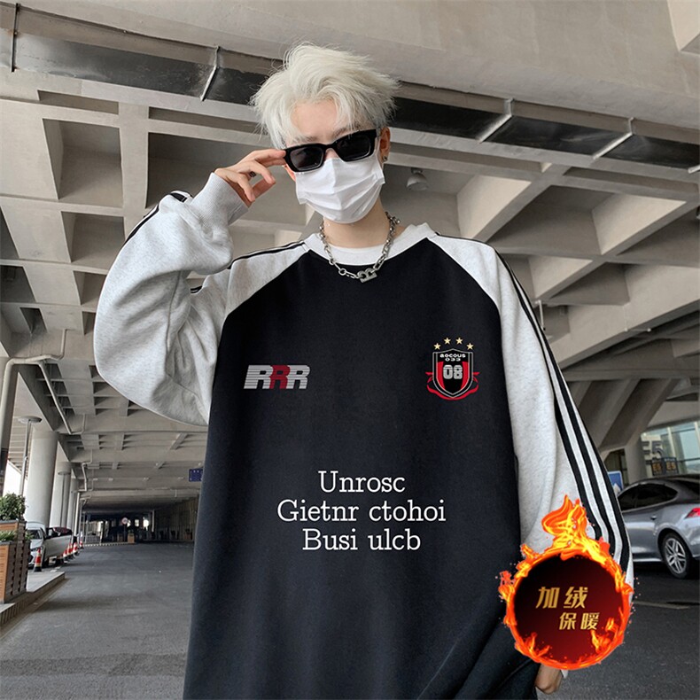 抖音得物供货提供视频秋冬重磅美式宽松织带圆领卫衣0785，男装卫衣，电商A486