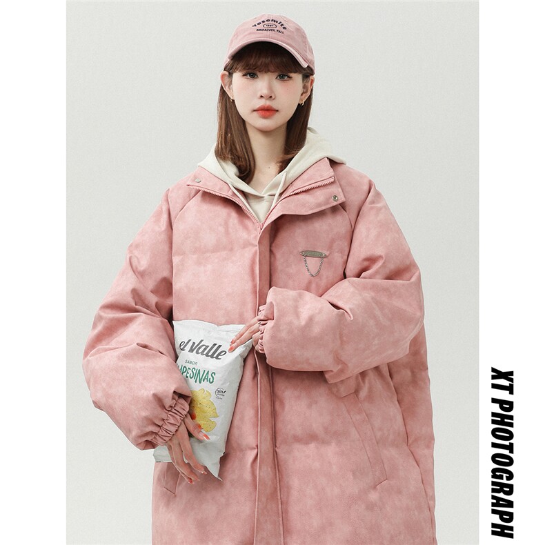 白墙PU皮复古做旧金属设计棉衣男MY77102P130控198抖音控228图片