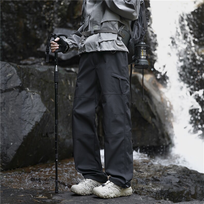灰色软壳工装裤男款春秋季美式机能户外登山裤宽松直筒休闲运动裤,男装休闲裤,电商A099
