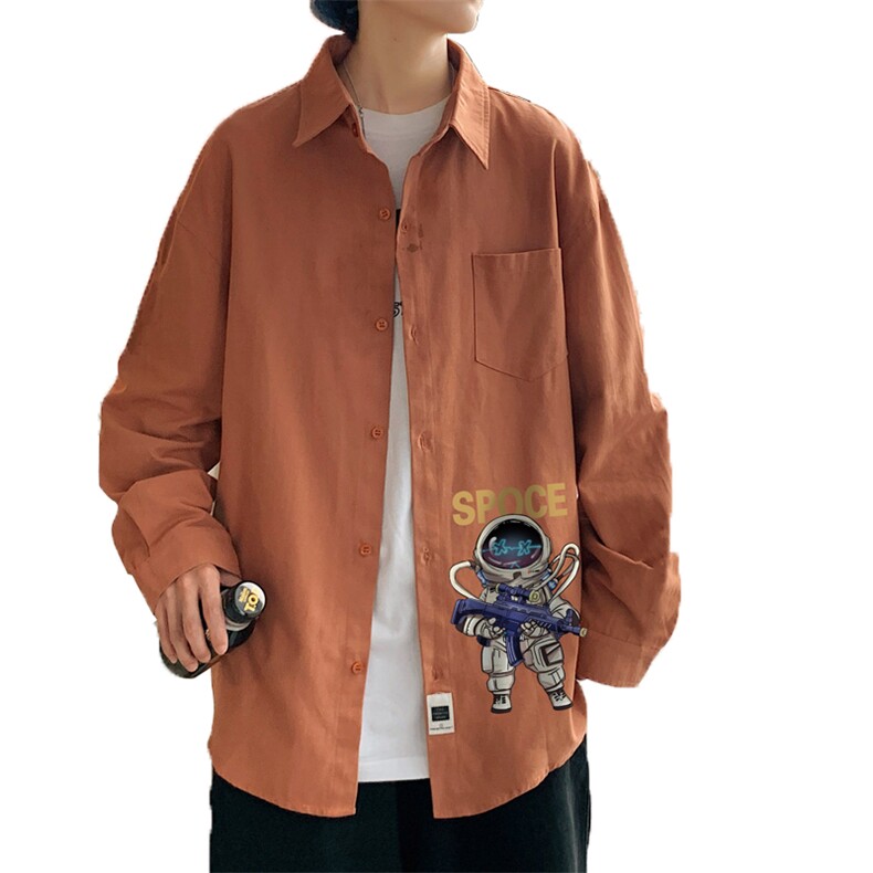 春季长袖衬衫男宽松港风衬衣男外套男CSCS285-P35,男装衬衫,电商B371