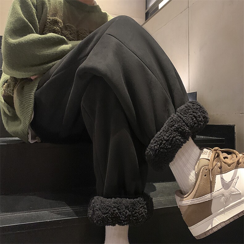 麂皮绒羊羔毛重磅束脚长裤M~5XLXZ604-KP87-P65控78,男装休闲裤,星座604