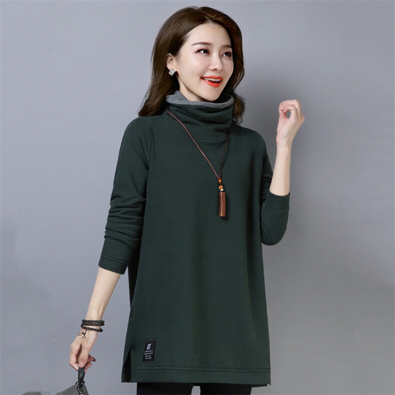 2020年秋季新款加绒加厚高领卫衣女中长款秋冬打底衫上衣服,女装卫衣/绒衫,简韵佳