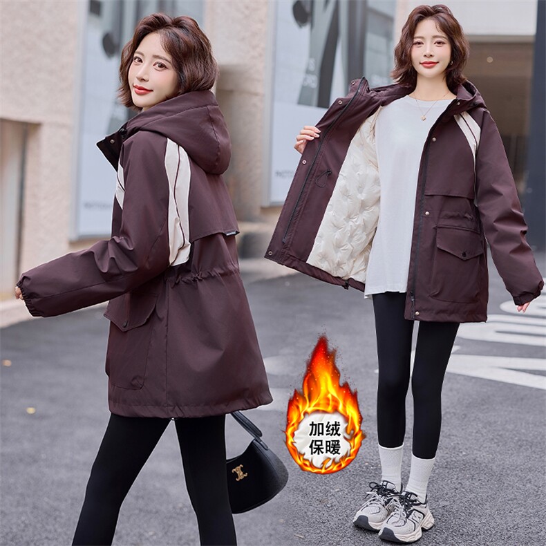 精品白鸭绒派克羽绒服女2024冬季新款休闲连帽工装情侣冲锋衣外套，女装羽绒服，E百度