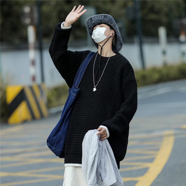 美式街头设计感圆领毛衣男慵懒风休闲针织衫MB613P40,男装针织衫/毛衣,星座1116-2