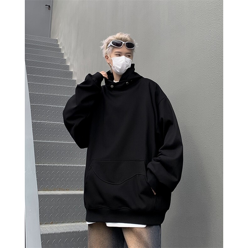 连帽卫衣男宽松潮牌美式高街灰色纯色情侣外套1001-1-WY107-P45,男装卫衣,星座1001-1