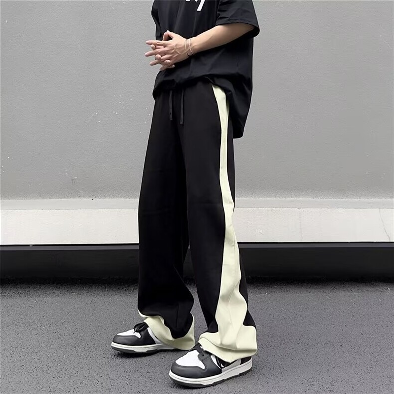 拼接运动裤卫裤男宽松阔腿哈伦裤设计感裤子K0491-P40图片