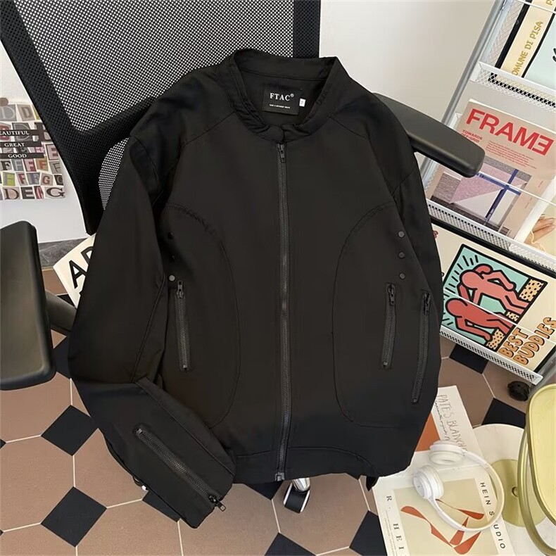 立领工装飞行员夹克衫男生春秋宽松拉链设计感棒球服外套2282P70,男装夹克,星座410-2