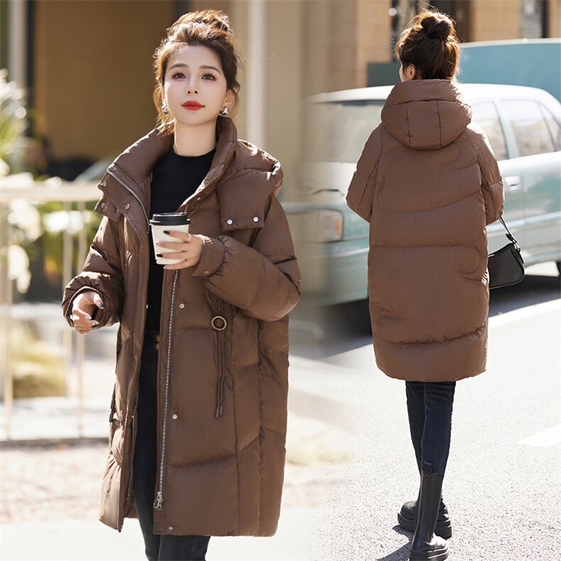 2023冬季新款拼接加厚中长款羽绒服女白鸭绒防寒外套,女装羽绒服,琦鑫阁（原依鑫阁）