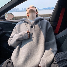 毛衣男秋冬新款港风宽松连帽针织毛衫MYA2-P65，男装针织衫/毛衣，星座214-3