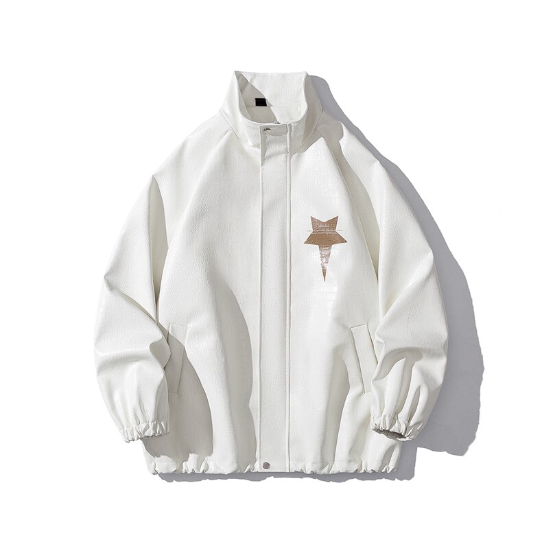 白底鳄鱼纹面料火炬印花图案设计潮流休闲夹克男JK77746P85控118,男装夹克,星座226-1