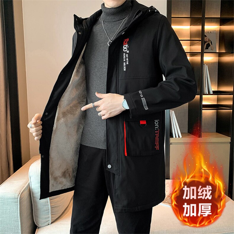 冬款中长款M-8XL胖子休闲加绒加厚男宽松夹克男图片