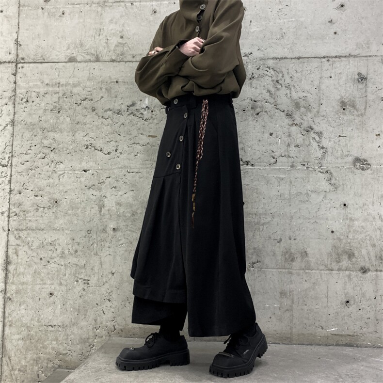 春装小众山本耀司暗黑摇滚宽松阔腿裙裤男女无性别穿搭裙裤裙子,男装休闲裤,星座909