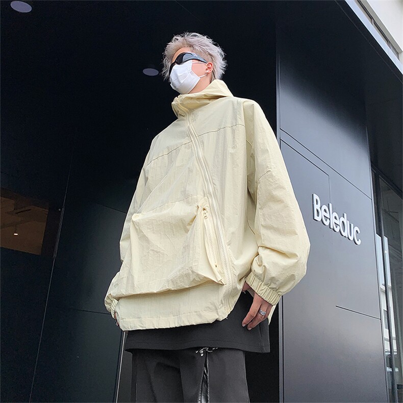 新款男工装外套春秋潮牌休闲连帽冲锋衣ins宽松夹克JK08726-P63,男装夹克,星座308B-1