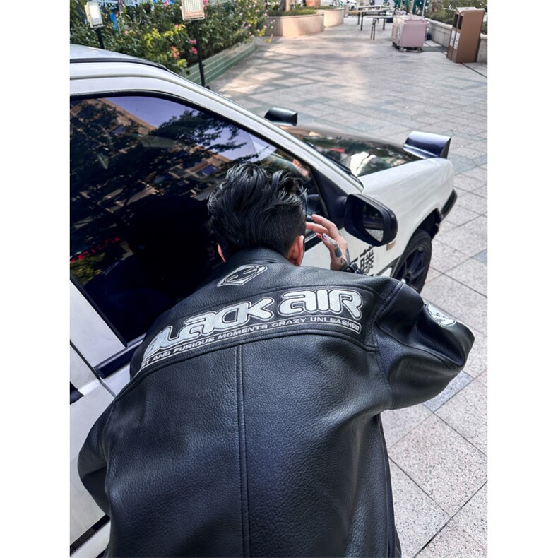 W11101-P90网图现货春季新款美式PU皮高街重工刺绣夹克机车外套,男装夹克,星座1608