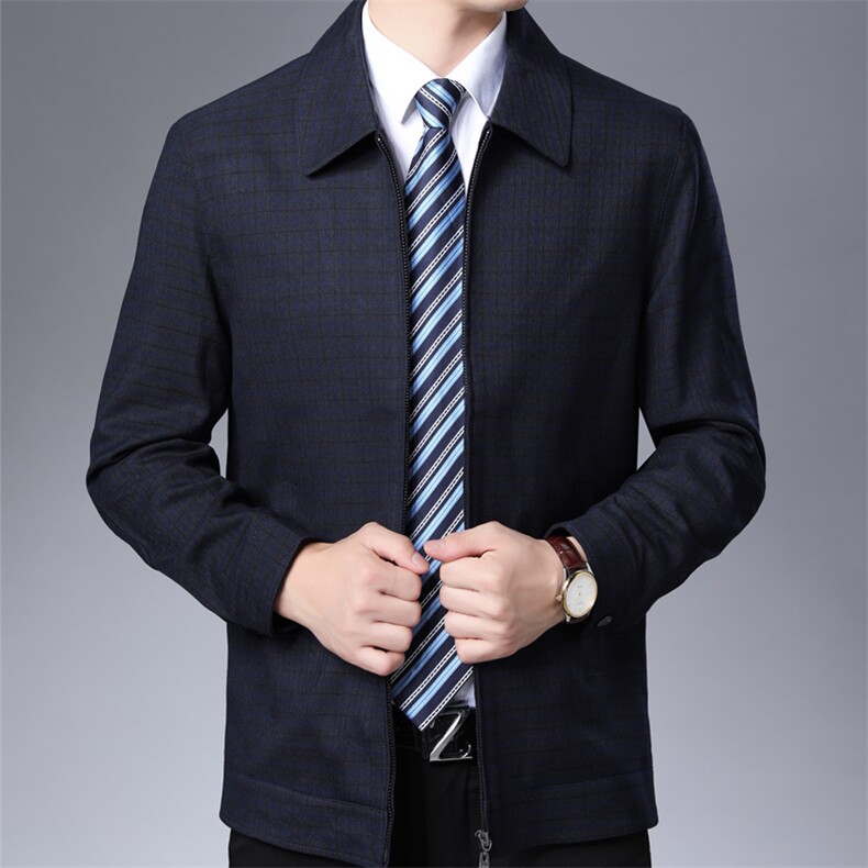 男士外套2023春季商务宽松上衣外服中青年休闲翻领爸爸装夹克潮图片