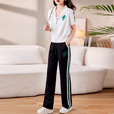 《两件套》套装女2025夏季新款洋气减龄时髦小个子时尚阔腿裤女，女装运动套装，天丽