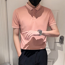 灰色2023社会小伙修身纯色polo衫男士短袖T恤PL88-P35特控价59，男装Polo衫，电商A108