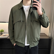 2025春季新款翻领店主风夹克外套男士休闲纯色上衣男JK150-P115，男装夹克，电商A413