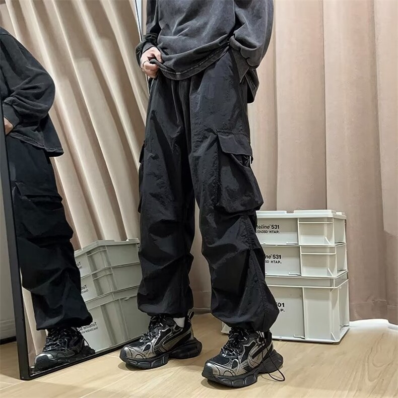 工装裤男高街痞帅冲锋裤子多口袋降落伞休闲长裤AK2755-P38,男装休闲裤,星座1001-1