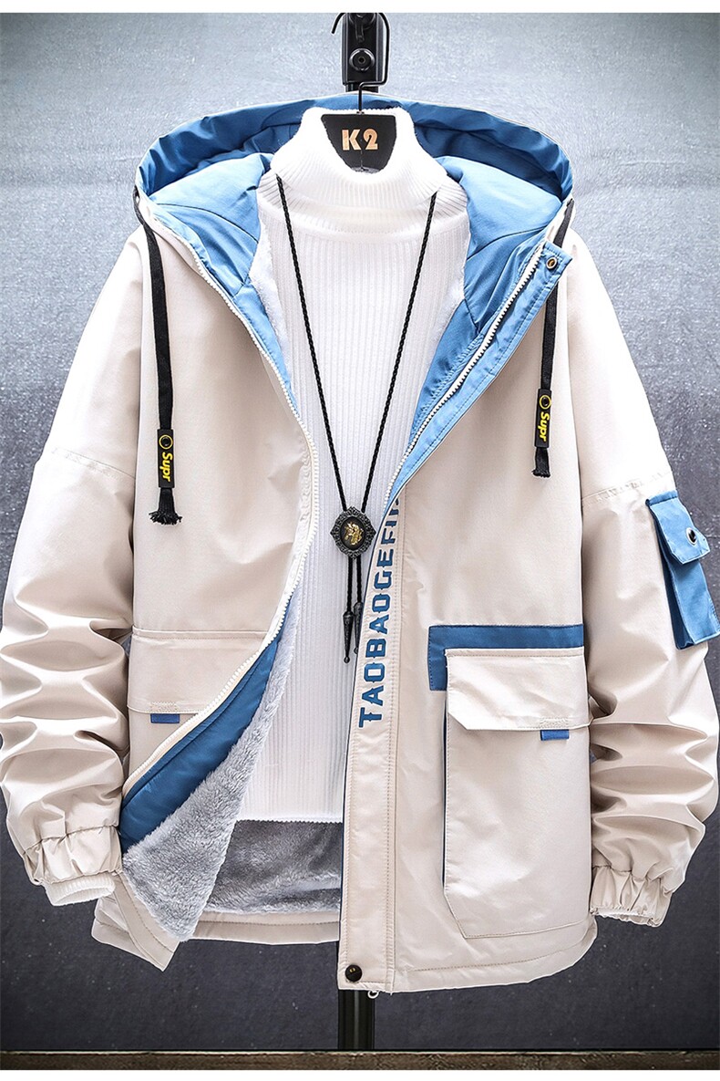 冬季挂拍棉服男加绒加厚夹克风衣保暖外套工装棉衣蓝色860加绒,男装棉衣,星座1207
