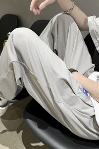 夏季薄款 港风 宽松大码透气束脚休闲九分裤冰丝裤 K71-P45图片