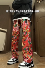 抖音品质大码东北大花防水加绒冲锋裤XZ806-CK23066-P50控78，男装休闲裤，四季星座806