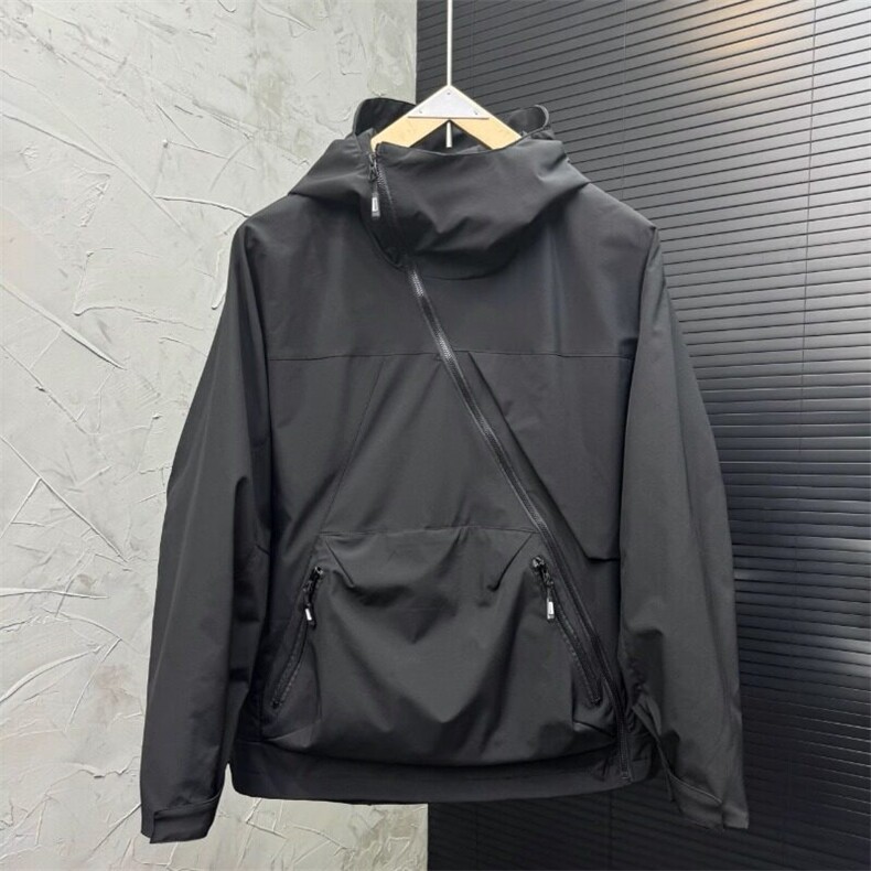 W9178-P68网图现货春季新款工装拉链大口袋夹克户外连帽冲锋衣,男装夹克,星座1608-2