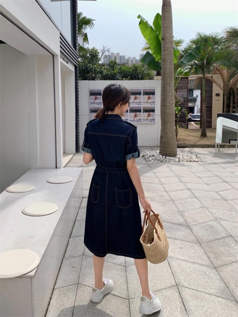 夏季薄款牛仔连衣裙，女装连衣裙，肆尔