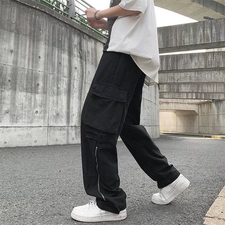 美式hiphop休闲多口袋工装裤男高街ins潮牌直筒阔腿裤K4244-P45,男装休闲裤,星座512-2
