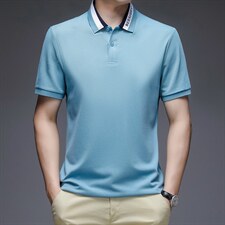 珠地纯棉短袖T恤男薄款男装2023夏季中年男士商务休闲纯色体恤衫图片