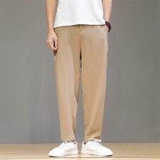 中国风男装亚麻休闲裤子男宽松棉麻阔腿长裤QT6008-1-K031-1P65，男装休闲裤，电商A008