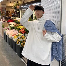 春秋半高领T恤男长袖韩版潮港风百搭潮流休闲内搭打底衫T610-p28，男装T恤，星座1008-1