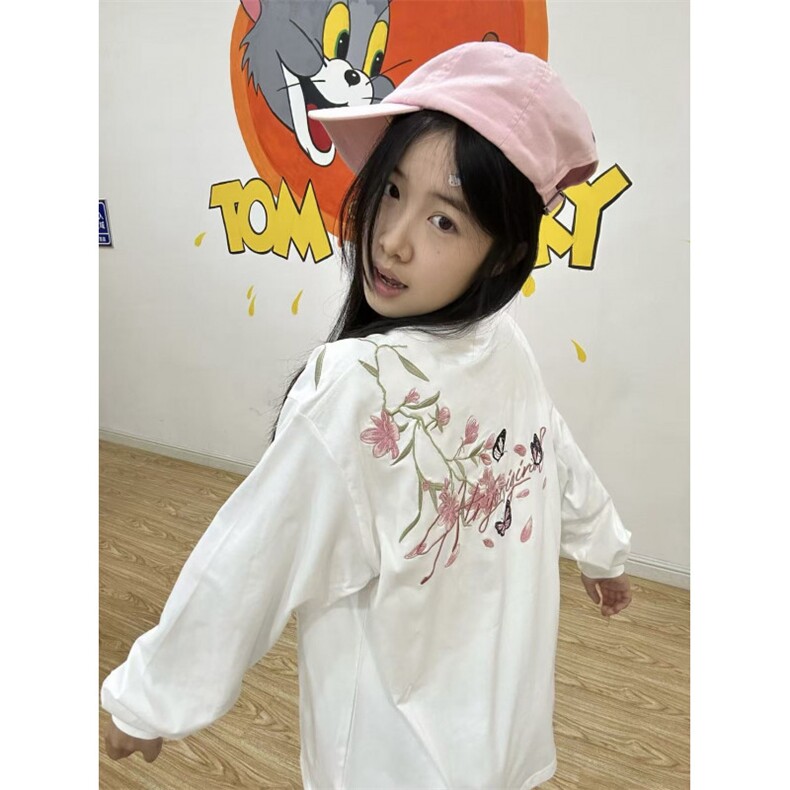 5487-P45好质量做工#刺绣内里铺布螺纹领包边长袖T恤，女装T恤，星座617A-2