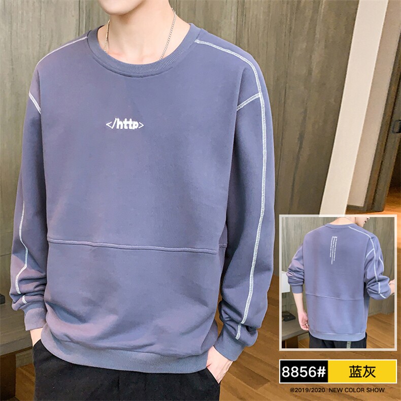 男秋季潮流ins卫衣宽松圆领刺绣印花辑明线休闲卫衣CYWY8856-P30,男装卫衣,电商A128