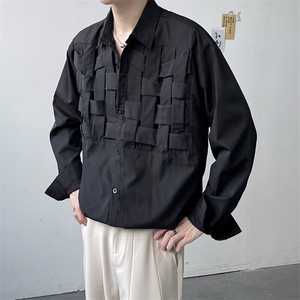 纯色设计感小众衣服男士长袖衬衫青少年秋季男衬衫 网图CS765-p40图片
