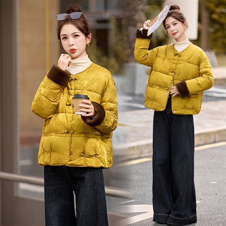 2025年冬季新款90白鸭绒新中式羽绒服外套,女装羽绒服,橙子家