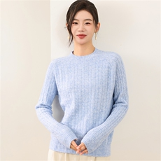 2025年秋季一线花纱麻花半高时尚百搭通勤简约休闲，女装针织衫/毛衣，尚雪电商供货