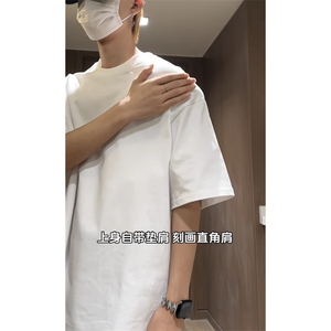 视频切片 垫肩短袖T恤纯色纯棉t恤衫（现货 支持二开 T2430-特P23图片